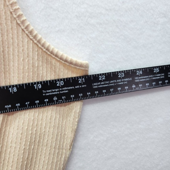 All in Love Tank Womens L Cream Ribbed Surplice Peplum Blouse Retro Double VNeck - Picture 6 of 9